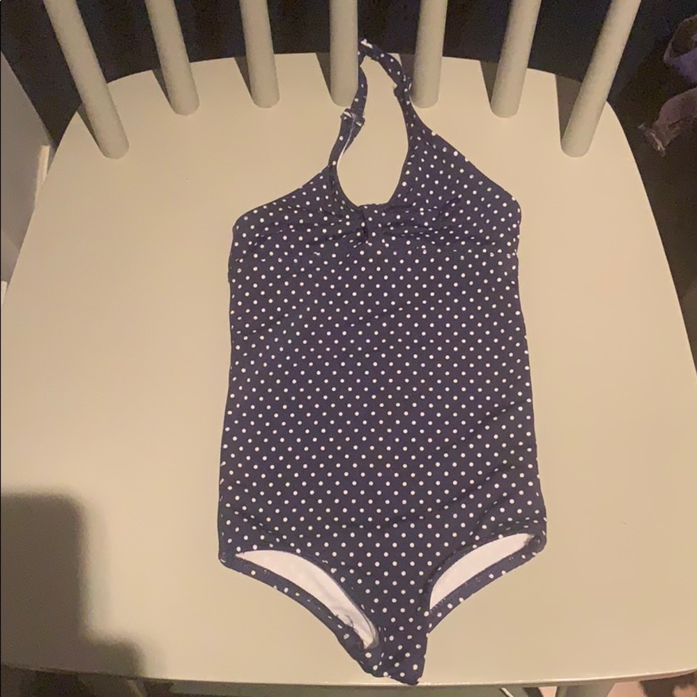 Egg Baby navy polka dot swimsuit 6-12m